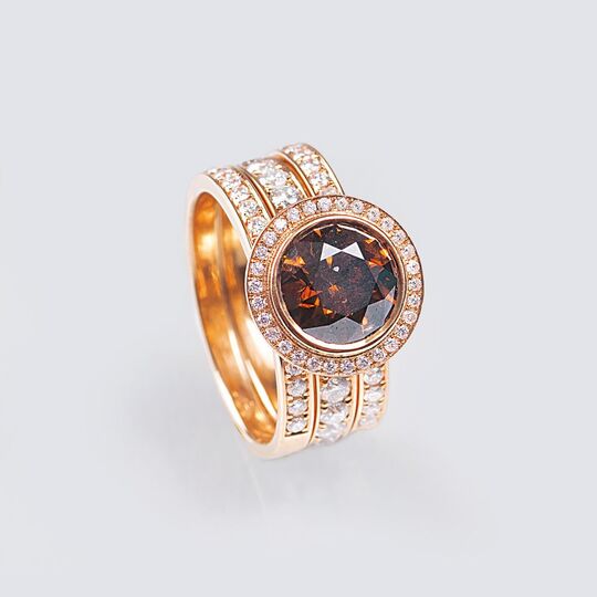 Fancy Diamant Solitär-Ring mit Brillanten