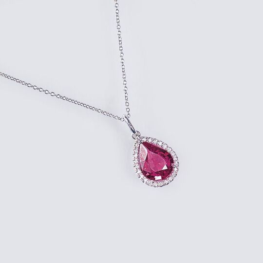 A Pink Sapphire Pendant on Necklace