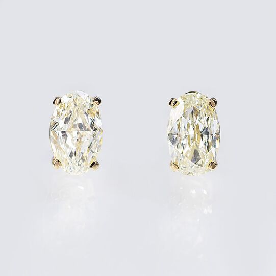 A Pair of Fancy Diamond Solitaire Earstuds