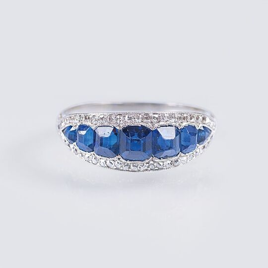 An Art Nouveau Sapphire Diamond Ring
