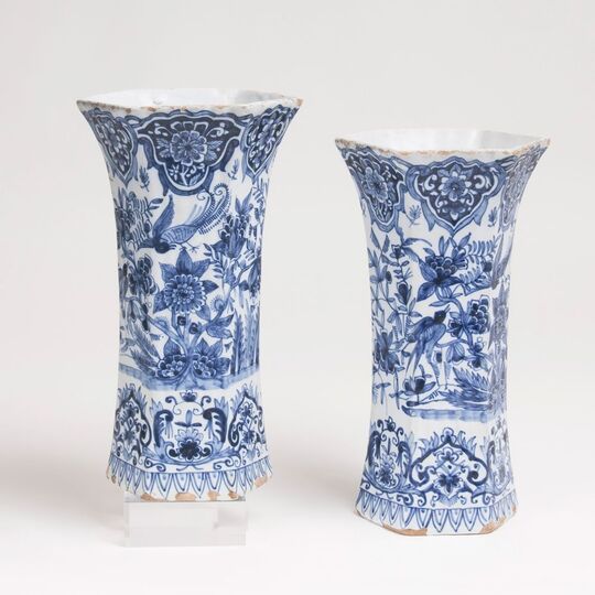 A Pair of Blue and White Delft Vases