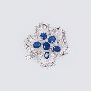 Juwelier Wilm - A Vintage Clove Brooch with Sapphires and Diamonds A Vintage Clove Brooch with Sapphires and Diamonds