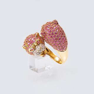 Pink-Saphir Ring 'Panther'