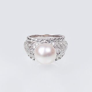 Brillant-Ring mit Perle