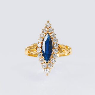 An Antique Russian Diamond Sapphire Ring