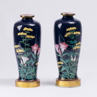 A Pair of Cloisonné Vases