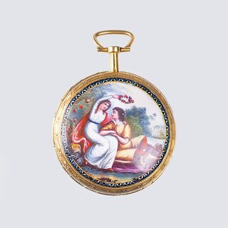 A Spindle Pocket Watch with fine Painting
