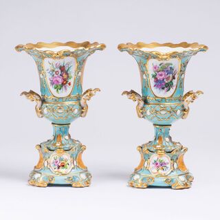 A Pair of Russian Vases with Flower Painting