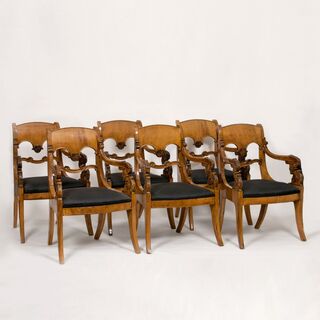A Set of 6 Late Biedermeier Armchairs