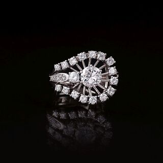 A Fine Diamond Solitaire Ring with Diamonds