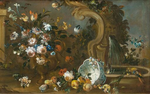 Francesco Lavagna, tätig Anfang 18. Jh. - Flower Still Life with Wanli Bowl and Well Flower Still Life with Wanli Bowl and Well
