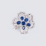 A Vintage Clove Brooch with Sapphires and Diamonds - image 1