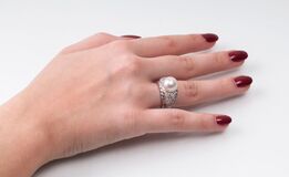 A Diamond Ring with Pearl - image 2