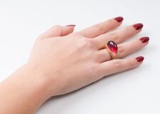 A modern Tourmaline Ring with Solitaire - image 2