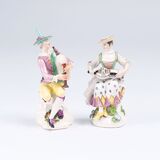 Harlequin with Bagpipes and Girl with Lyre and Hat