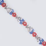 A Sapphire Diamond Bracelet with Coral Flowers - image 1