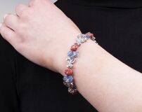 A Sapphire Diamond Bracelet with Coral Flowers - image 2