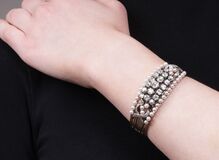 A Highcarat Bangle Bracelt with Old Cut Diamonds and Pearls - image 3