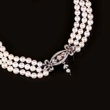 A Pearl Necklace with Art-Nouveau Diamond Clasp - image 1