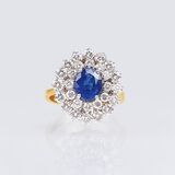 A very fine Diamond Ring with natural Sapphire - image 1