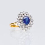 A very fine Diamond Ring with natural Sapphire - image 2