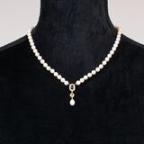 A Pearl Necklace with Sapphire Diamond Pendant - image 2