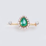Antike Smaragd-Diamant-Brosche - Bild 1