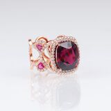 A Tourmaline Diamond Ring with Pink Sapphires - image 2
