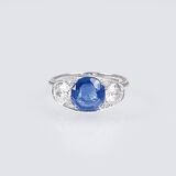 An Art-déco diamond ring with natural Sapphire - image 1