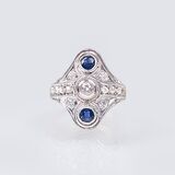 Art-déco Saphir-Diamant-Ring - Bild 1