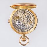 A rare half Savonette Pocket Watch with Triple Calendar, Moonphase and Minute Repeater - image 3