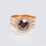 Fancy Diamant Solitär-Ring mit Brillanten - Bild 2
