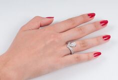 A White Pear-Cut Diamond Ring with Diamonds - image 3