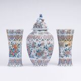 A Set of Three Large Delft Vases