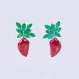Paar natürlicher Rubin-Smaragd-Ohrringe 'Beeren' - Bild 1