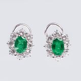 A Pair of Emerald Diamond Earrings - image 1