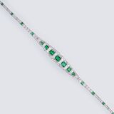 A highquality Art-déco Emerald Diamond Bracelet - image 1