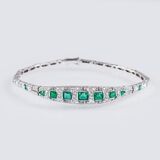 A highquality Art-déco Emerald Diamond Bracelet - image 2