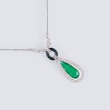 A fine Art-déco Emerald Diamond Necklace - image 1