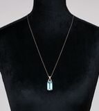 An Art-déco Aquamarine Diamond Pendant on Necklace - image 2