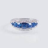 An Art Nouveau Sapphire Diamond Ring - image 1