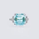 Art-déco Aquamarin-Ring mit Diamanten - Bild 1