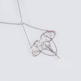 Feines Jugendstil Diamant-Collier mit Perle - Bild 2
