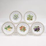 A Set of 5 reticulated Plates with Fruits