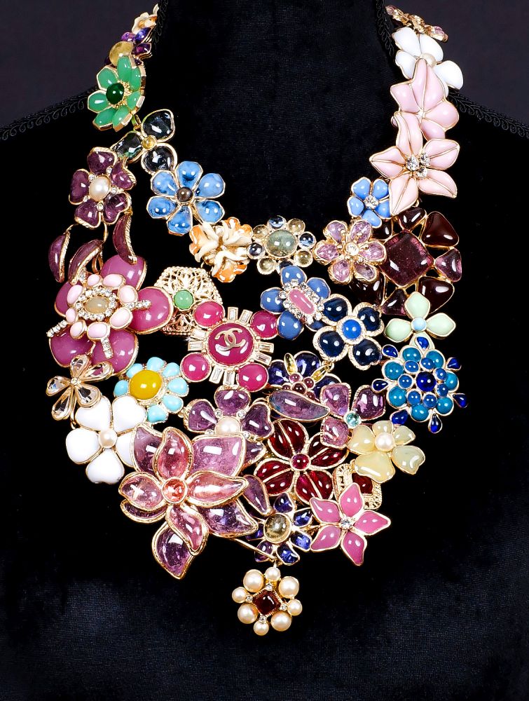 Chanel Flower Necklace With Gripoix Crystals