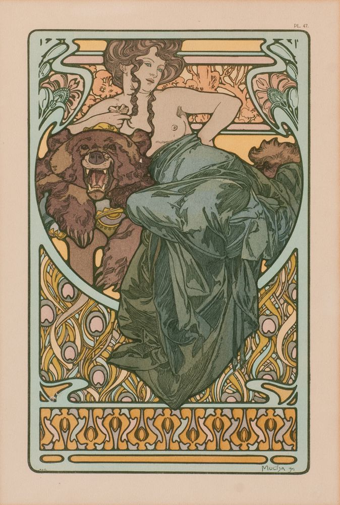 Alfons Mucha - Woman and Bear - Document décoratis No. 47 Woman and Bear - Document décoratis No. 47