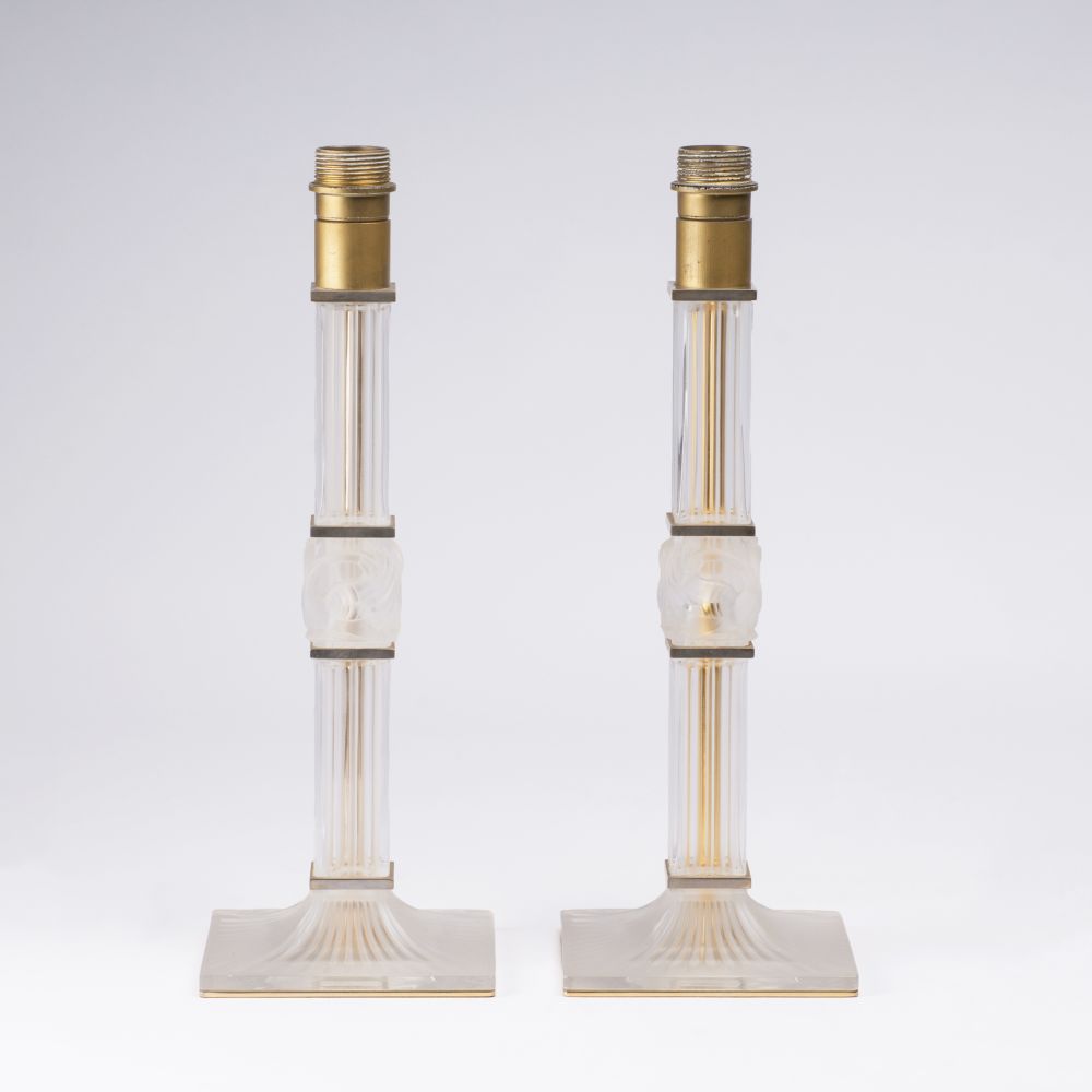 Cristallerie Lalique & Cie - Paar Lampenfüße 'Joséphine' mit Schwanenmotiv Paar Lampenfüße 'Joséphine' mit Schwanenmotiv
