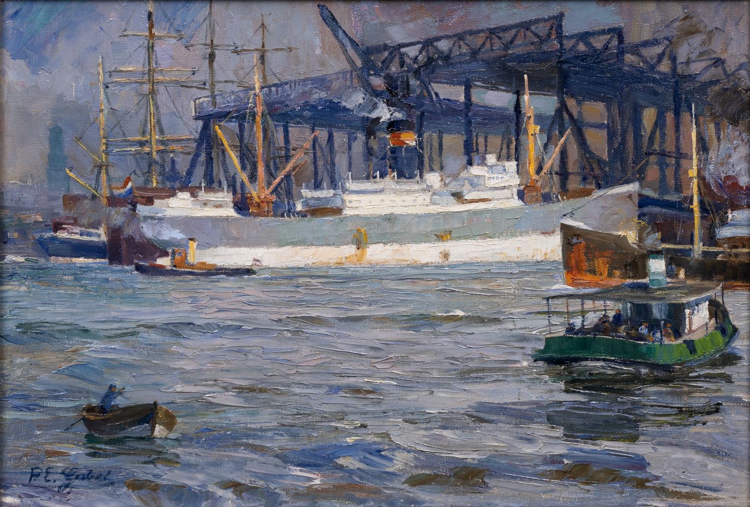 Paul Emil Gabel - Vor der Werft im Hamburger Hafen Vor der Werft im Hamburger Hafen