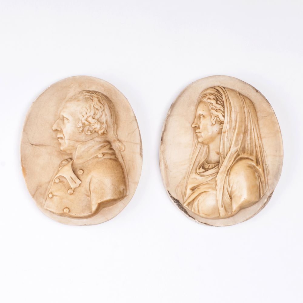 Pair of 'Lady and Gentleman' Portrait Plaques - image 2