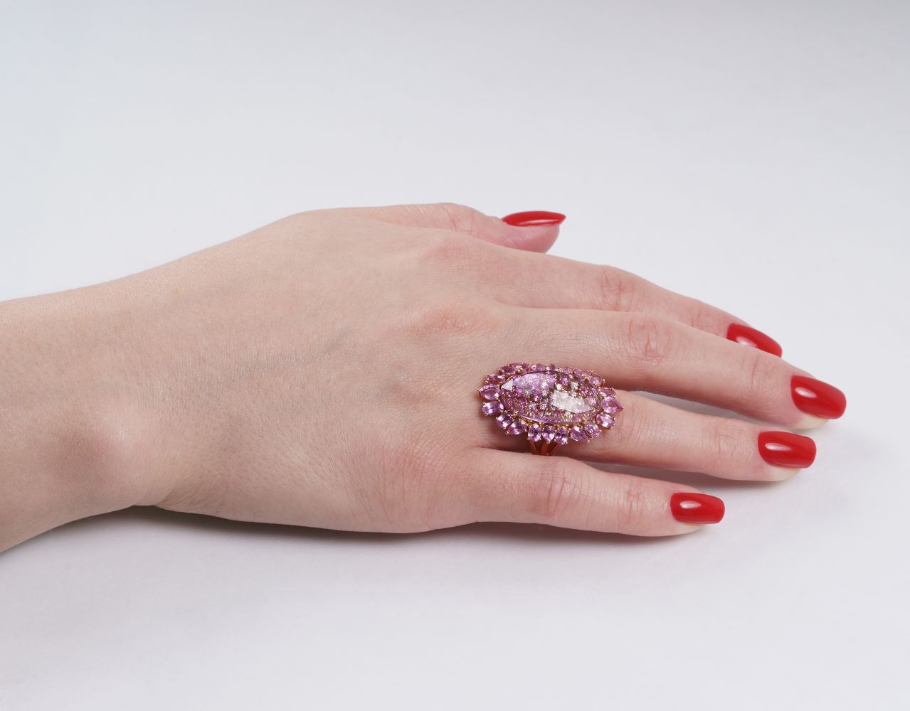 A Cocktail Ring with Amethyst and Pink Sapphires - image 2
